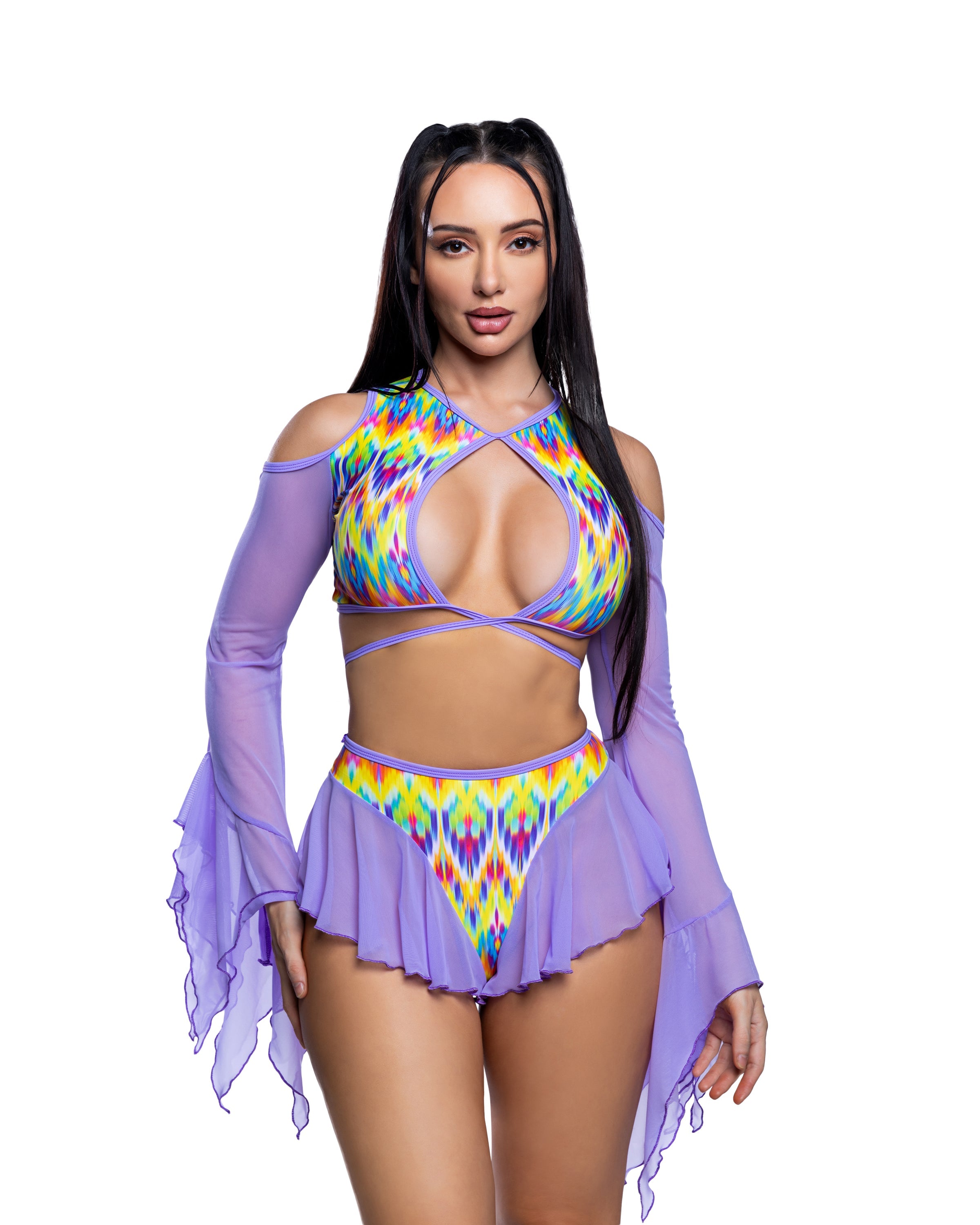 Mesh flutter shorts rave outfit, view 1